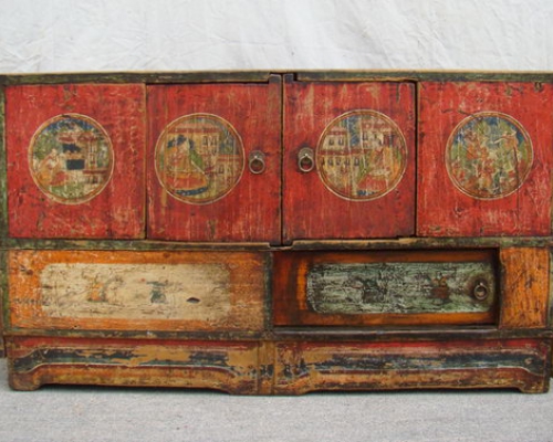 描彩二門地柜|Depict the color low cabinet with two drawers