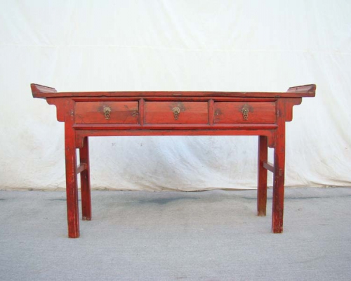 紅漆三抽桌|chinese antique table