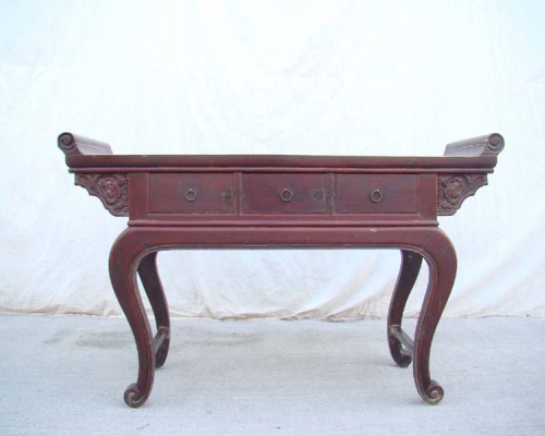 三抽翹頭彎腿桌高碑店|chinese antique table