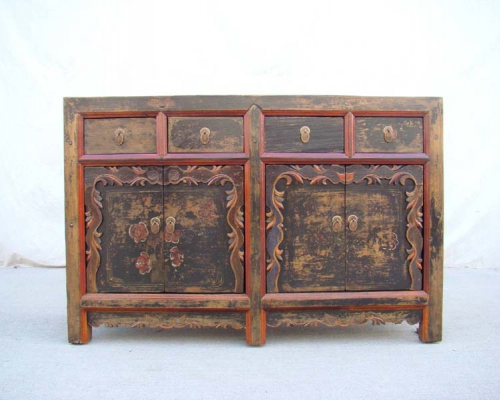 描彩四抽四門柜|painted lower cabinet