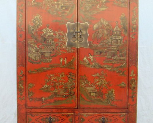 紅描金大柜工廠|Red & gilt big cabinet