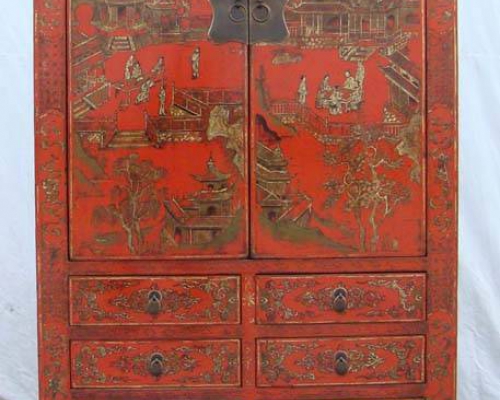紅描金大柜|Red & gilt big cabinet