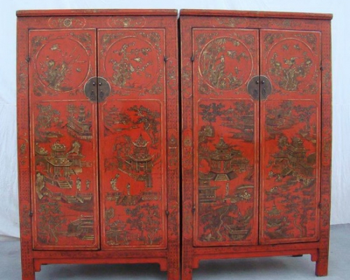 紅描金大柜|Red & gilt big cabinet