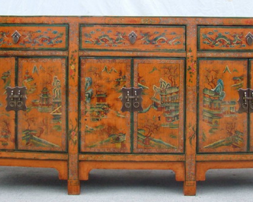 黃描彩三抽六門柜工廠|multicolored big cabinet