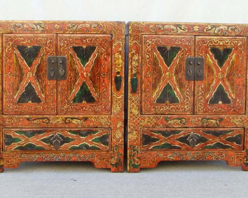 五彩單抽二門小柜|Color-painted small cabinet