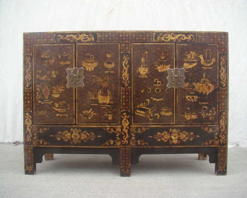 黑描金連二柜|black gilt cabinet