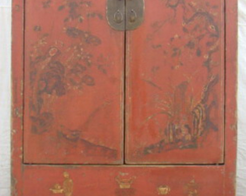 描金紅漆大柜工廠|antique cabinet W/2 doors