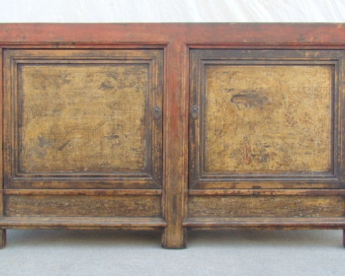 描彩二抽二門柜|painted cabinet