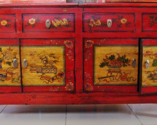 描彩四門(mén)四抽
