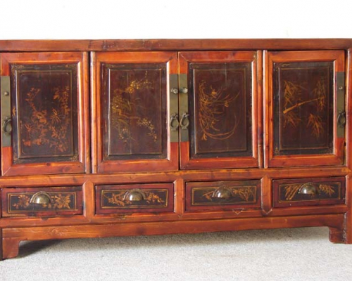 四抽四門(mén)描金柜|Red & gilt medium cabinet