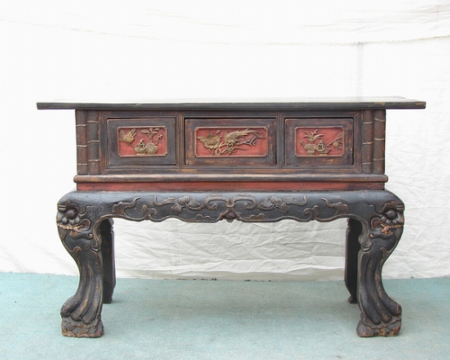彎腿三抽供臺|Bending-legs altar w/ three drawers