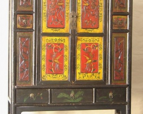 五彩雕花大柜工廠|Color-painted big cabinet