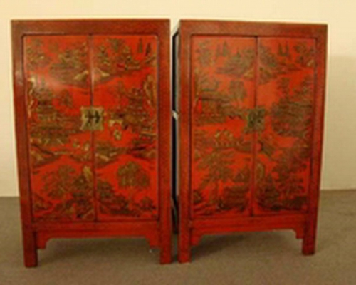 紅描金中柜|Red & gilt medium cabinet