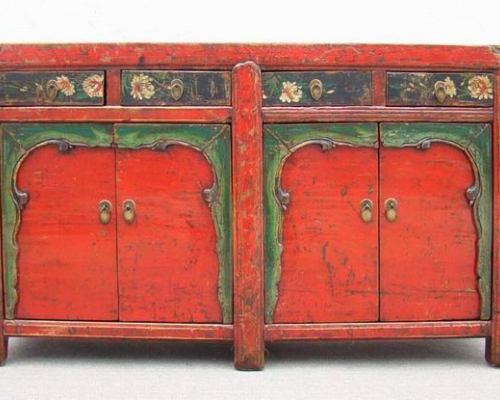 描彩四抽四門柜|painted cabinet