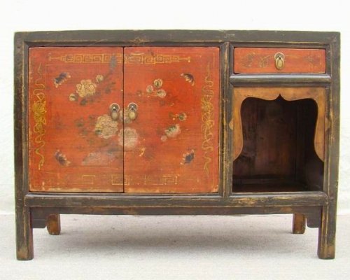 描彩一抽二門柜|painted cabinet