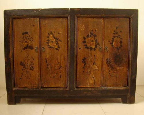 描彩四門連體|painted cabinet