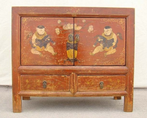 描彩二抽二門柜|Depict the color cabinet with two drawers and two gates