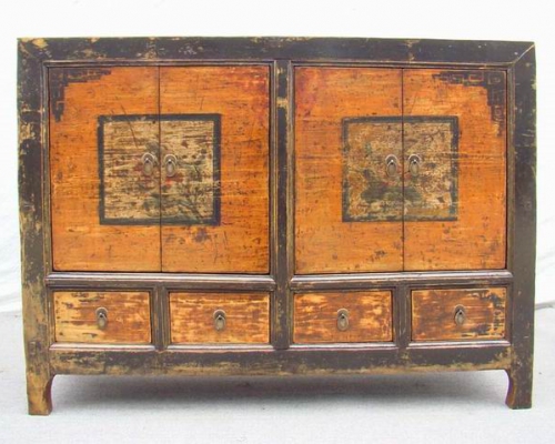 描彩四抽四門連柜|painted cabinet