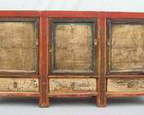 三抽三門描彩柜|Color-painted low cabinet