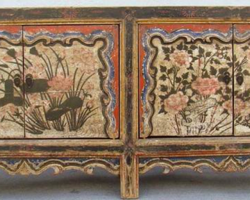 描彩四門連柜|painted cabinet