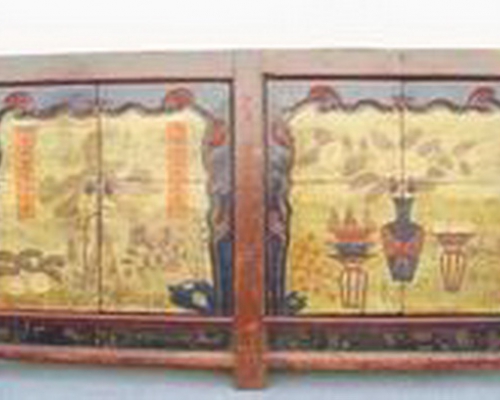 四門描彩柜|Color-painted low cabinet
