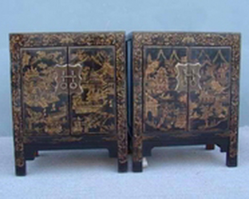 黑描金小柜工廠|Small black cabinet with tracing a design in gold