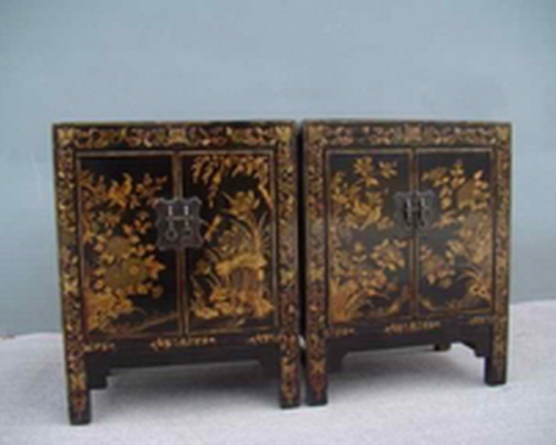 黑描金小柜工廠|Small black cabinet with tracing a design in gold