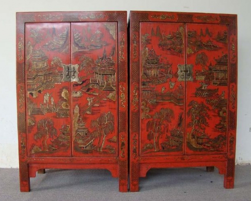 紅描金中柜工廠1件|Red & gilt medium cabinet