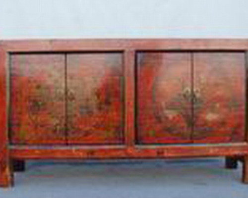 描彩連柜|painted cabinet