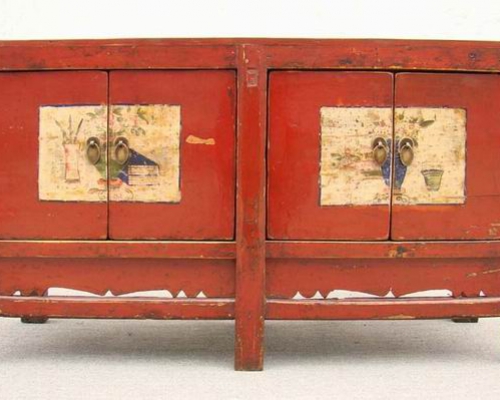 描彩四門連體|painted cabinet