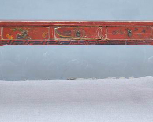 描彩五抽條桌|painted long table