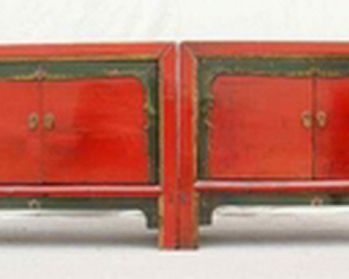 紅二門小柜|Red-lacquered small cabinet