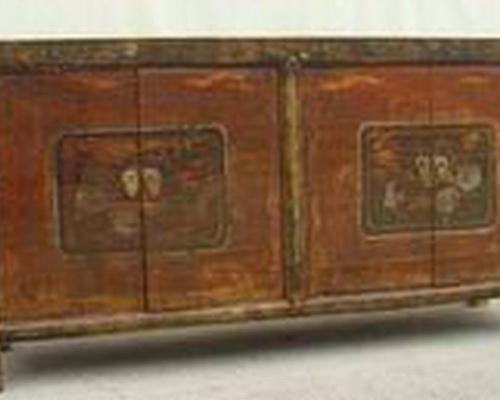 描彩四門柜|painted lower cabinet