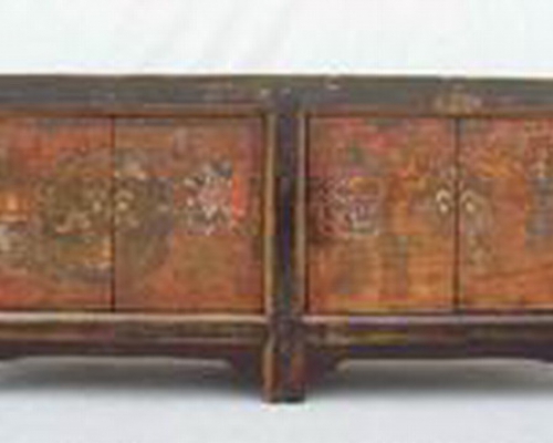 描彩四門柜|Color-painted low cabinet