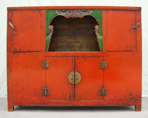 紅四門亮格柜高碑店|Red Big cabinet with Four doors
