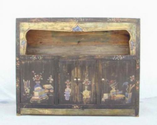 高碑店黑五彩四門亮格柜|Black multicolored big cabinet