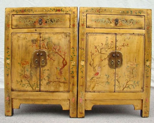 黃描彩小柜|Yellow depict the color small chest