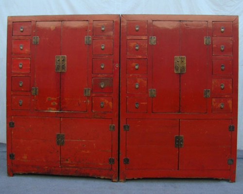 紅十抽四門大柜工廠|Red-lacquered big cabinet