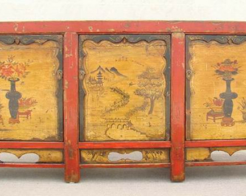 描彩三門柜|Color-painted low cabinet