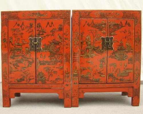 紅描金小柜|Red &gilt small cabinet