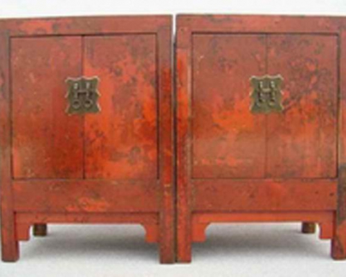 紅漆二門小柜|Red-lacquered small cabinet