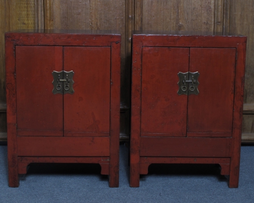 紅漆二門小柜高碑店|Red-lacquered small cabinet
