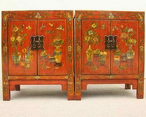 紅描彩二門柜工廠|red depicting a color chest with two gates