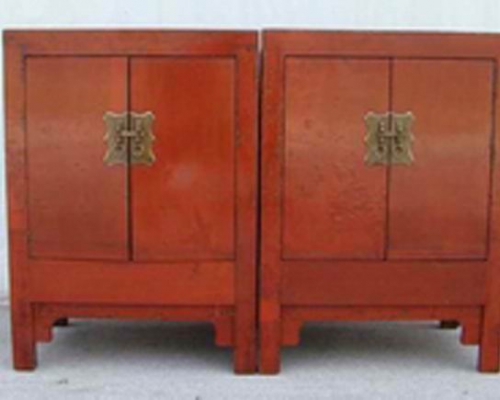 紅漆二門小柜|Red-lacquered small cabinet