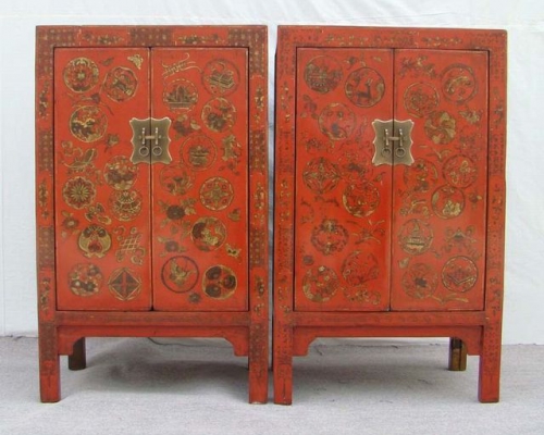 紅描金中柜|Red & gilt medium cabinet