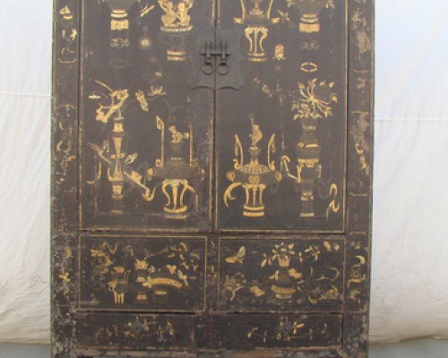 黑描金大柜工廠|Big black cabinet with tracing a design in gold