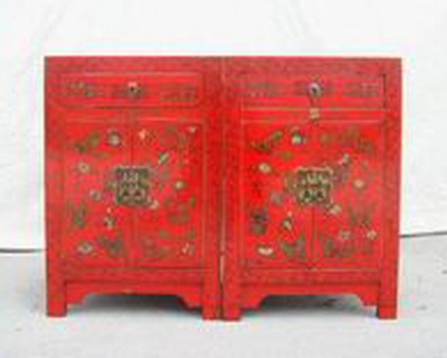紅描彩小柜|red painted small cabinet