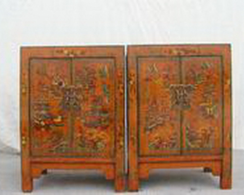 描彩二門柜|Color-painted twin cabinet