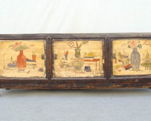 三門描彩柜|Color-painted low cabinet