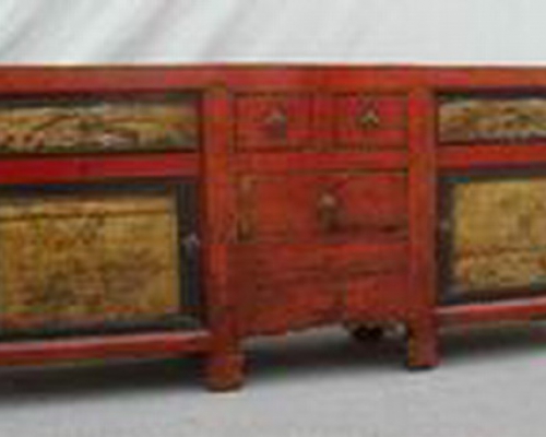 描彩五抽二門柜高碑店|Color-painted low cabinet